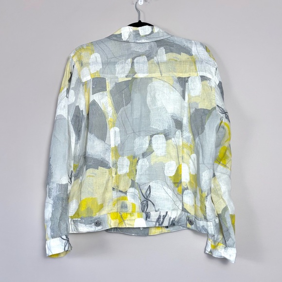 Simply Art by Dolcezza Woven Linen Bomber Jacket in Citron Mist I Medium - Picture 4 of 11